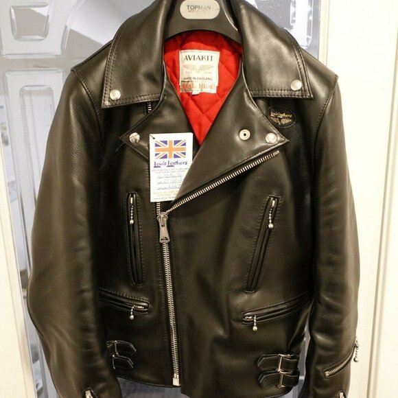 Lewis Leathers Lightning 391T Black Leather Horsehide Jacket (Size